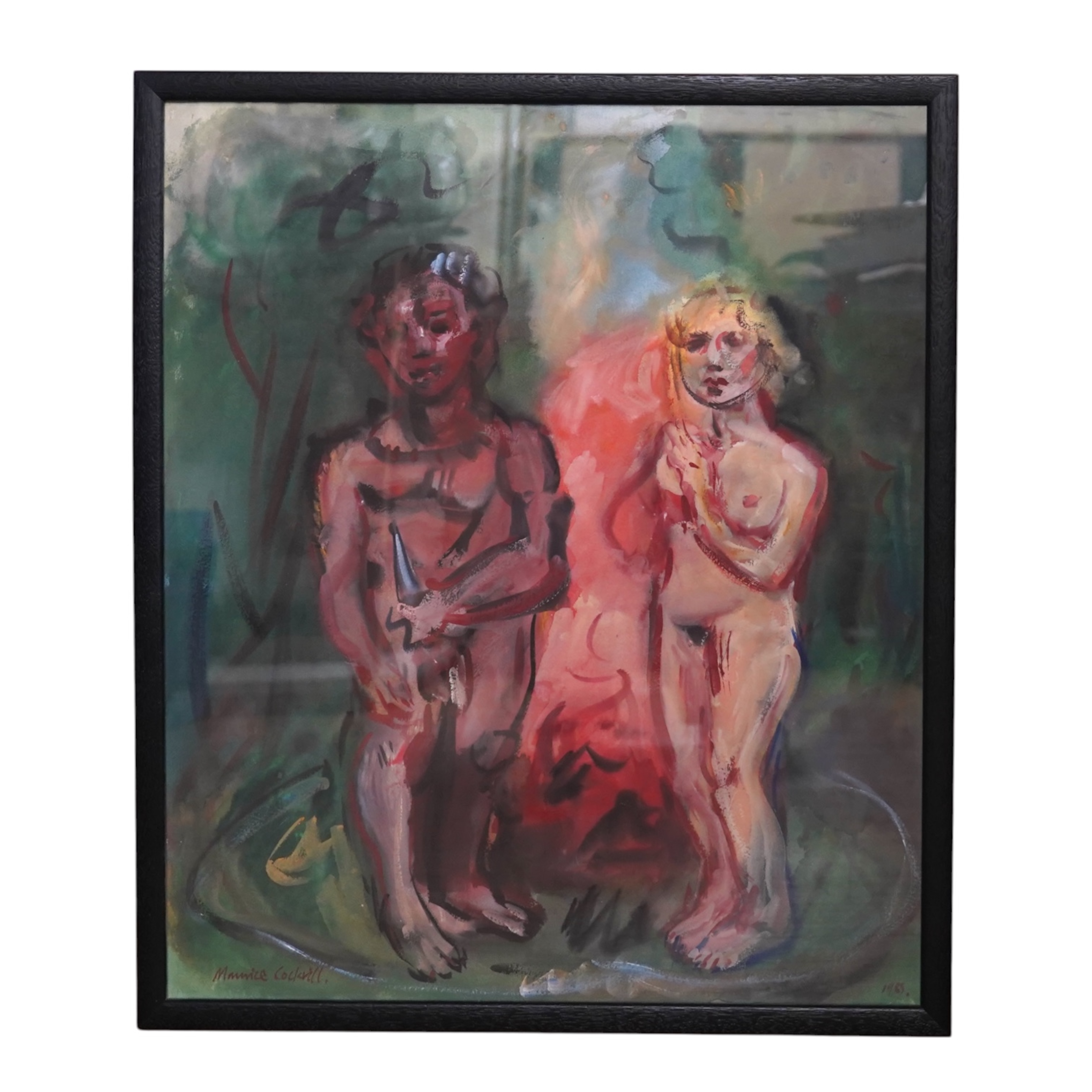 Maurice Cockrill (1936-2013), mixed media and gouache, Study of a nude man and woman, signed, 60 x 49cm. Condition - good